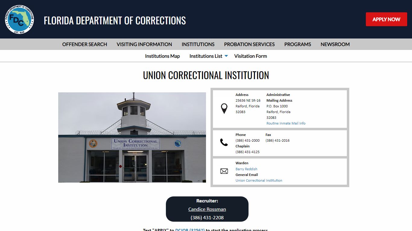 Union Correctional Institution -- Florida Department of Corrections